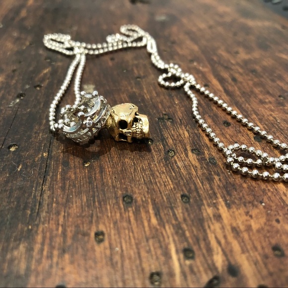 Tiny Gold Skull + 925 Silver Crown Handmade - Picture 4 of 8